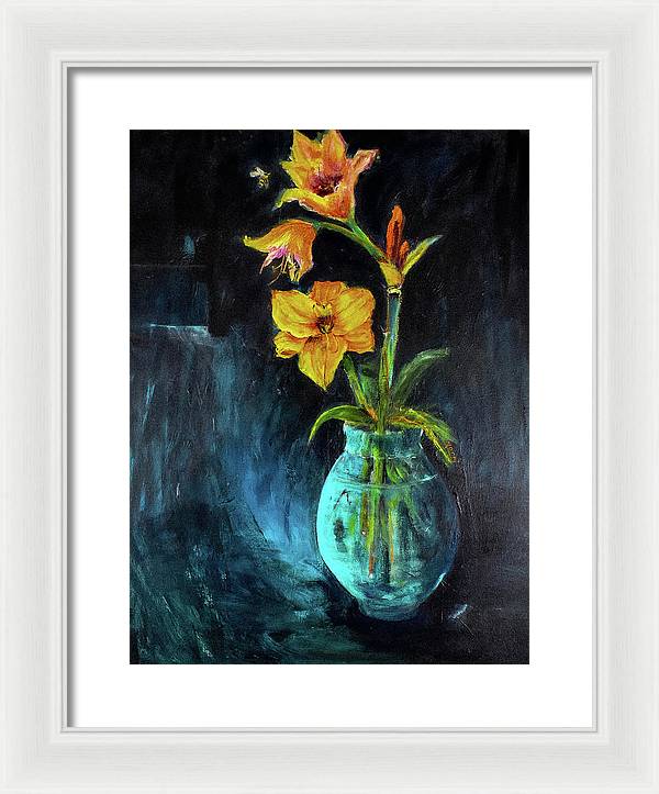 The Runaway Bee, he may have to spend the night - Open Window series - Framed Print