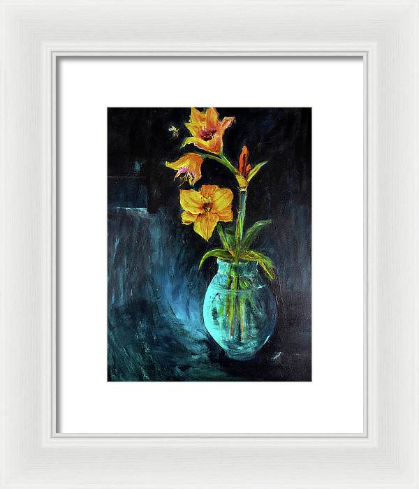 The Runaway Bee, he may have to spend the night - Open Window series - Framed Print