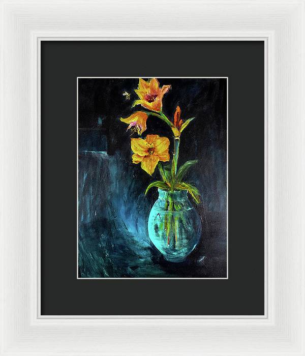 The Runaway Bee, he may have to spend the night - Open Window series - Framed Print