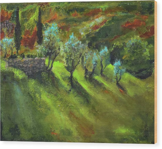 Tuscan  Hillside 'en plein air - Wood Print