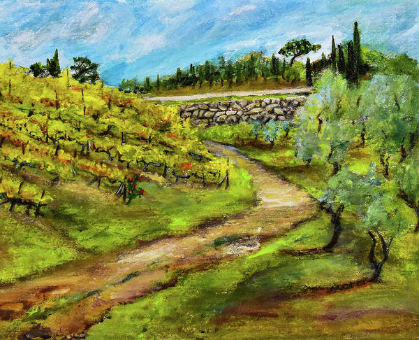 Vineyard Road - Tuscany, Italy 'en plein air - Art Print