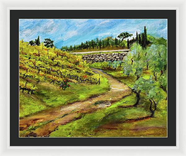 Vineyard Road - Tuscany, Italy 'en plein air - Framed Print