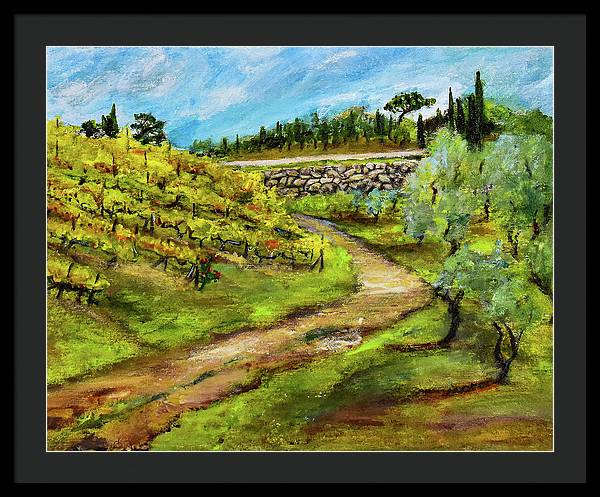 Vineyard Road - Tuscany, Italy 'en plein air - Framed Print