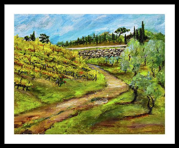 Vineyard Road - Tuscany, Italy 'en plein air - Framed Print