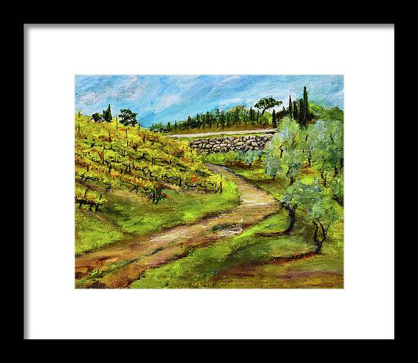 Vineyard Road - Tuscany, Italy 'en plein air - Framed Print