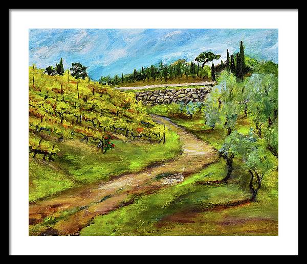 Vineyard Road - Tuscany, Italy 'en plein air - Framed Print