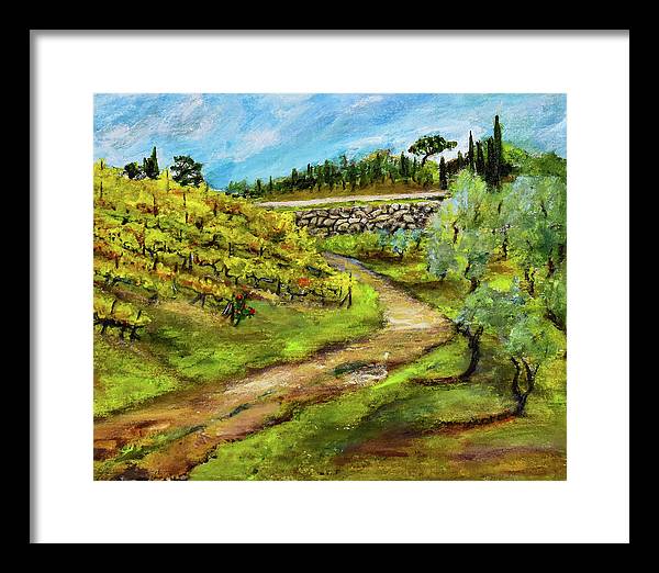 Vineyard Road - Tuscany, Italy 'en plein air - Framed Print