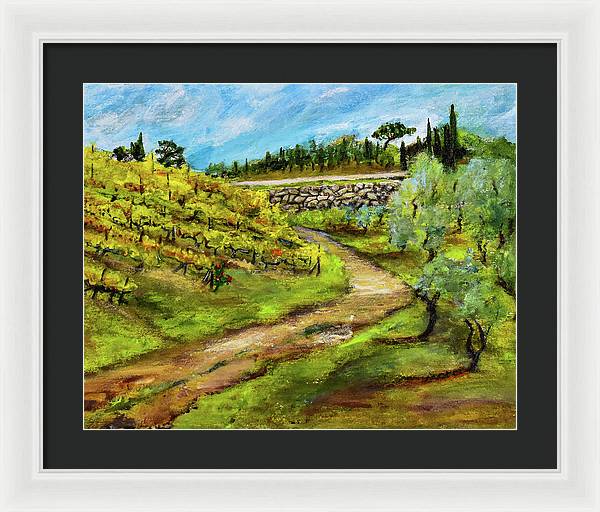 Vineyard Road - Tuscany, Italy 'en plein air - Framed Print