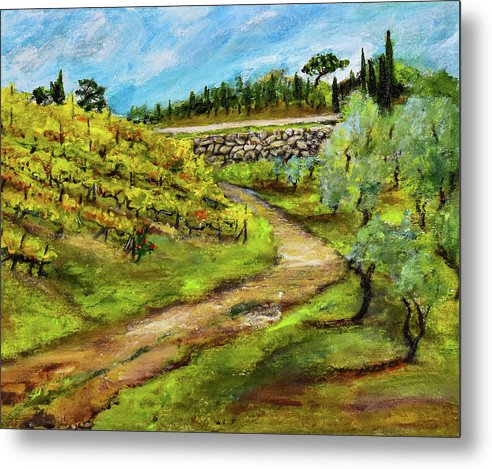 Vineyard Road - Tuscany, Italy 'en plein air - Metal Print