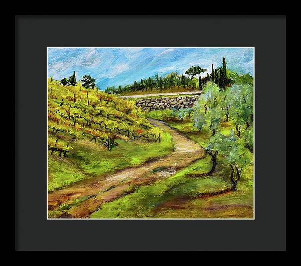 Vineyard Road - Tuscany, Italy 'en plein air - Framed Print