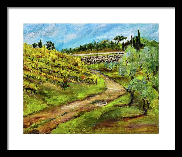 Vineyard Road - Tuscany, Italy 'en plein air - Framed Print