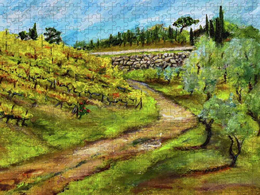Vineyard Road - Tuscany, Italy 'en plein air - Puzzle