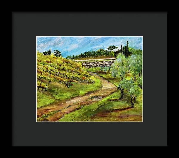 Vineyard Road - Tuscany, Italy 'en plein air - Framed Print