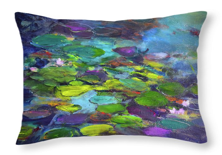 Water Lilies, Shades of Purple - Throw Pillow