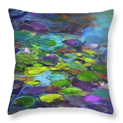 Water Lilies, Shades of Purple - Throw Pillow