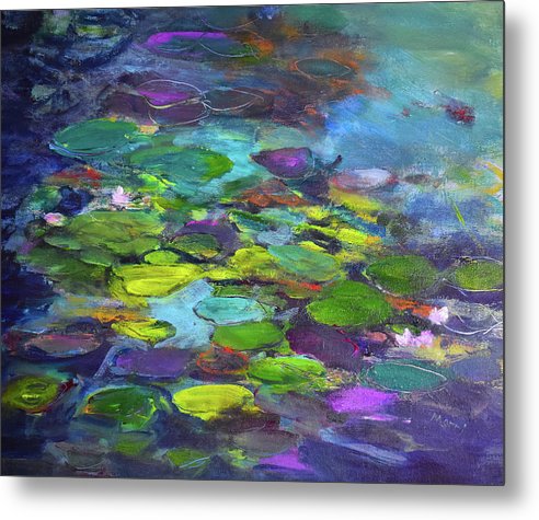 Water Lilies, Shades of Purple - Metal Print