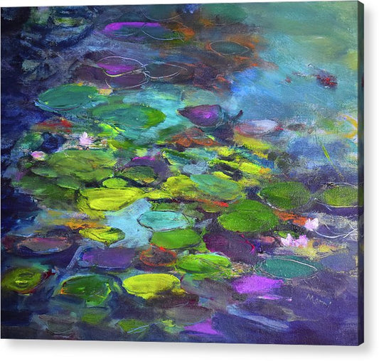 Water Lilies, Shades of Purple - Acrylic Print