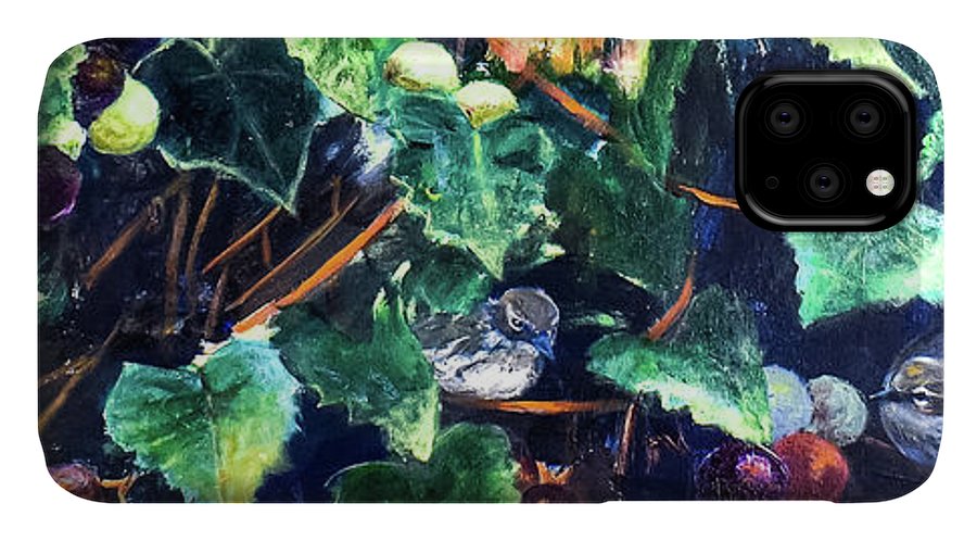 Yellow-rumped Warbler Within Muscadines - Phone Case