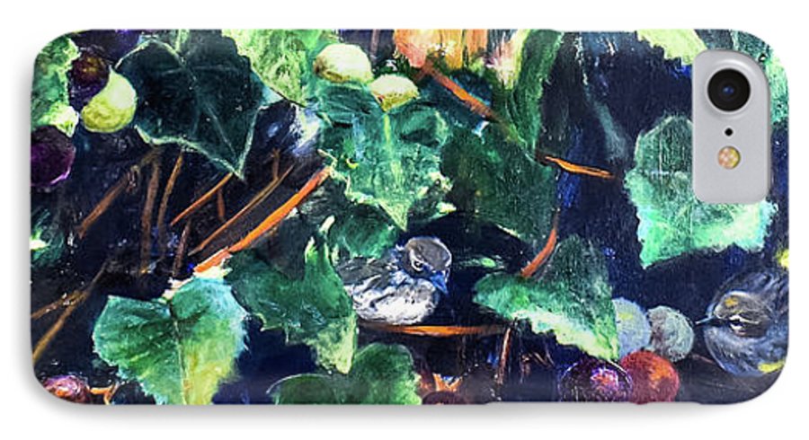 Yellow-rumped Warbler Within Muscadines - Phone Case