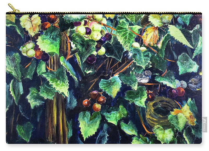 Yellow-rumped Warbler Within Muscadines - Zip Pouch